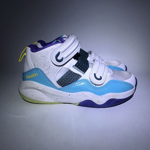 AND1 White Glow In The Dark Sneakers Youth 13 Hook & Loop Basketball Shoes - Picture 2 of 13